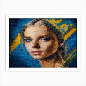 Ukrainian women against the war. Mosaic art. 4 Art Print