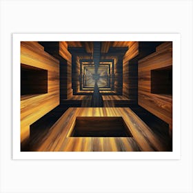 3d Rendering Of A Futuristic Maze Painting Art Print