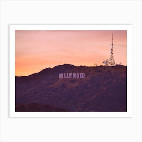 Sunset Over Hollywood Sign Art Print