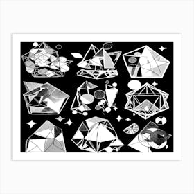 Geometric Shapes B&W Art Print