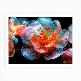 Ethereal Flowers 2 - Kaleidoscope Flowers Art Print