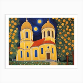 Gustav Klimt Church At Night Art Print