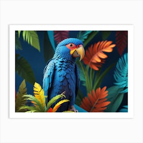 Shape Parot Foliage And Flowers Art Print