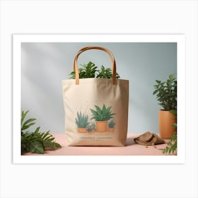 A Tote Bag With A Floral Design Against A Colorful Background 1 Art Print