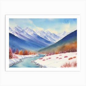 Frozen Creek in a Snowy Valley Art Print