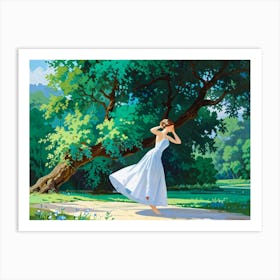 Girl In A White Dress 3 Art Print