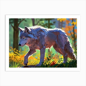 Wolf In The Woods 6 Art Print