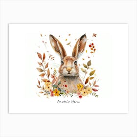 Little Floral Arctic Hare 3 Poster Art Print