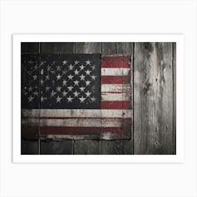 American Flag Rendered In Black And White With Subtle Red Stars Against A Smudged Vintage Backdrop R Art Print