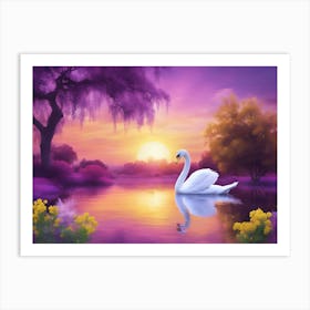 Swan In The Lake 2 Art Print