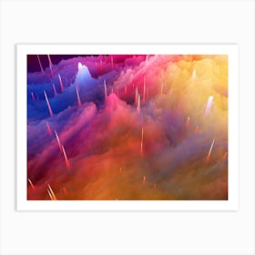 Space explosion - space neon poster, synthwave poster 1 Art Print