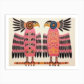 Eagle 4 Folk Style Animal Illustration Art Print