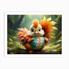 Feathered friend, Colorful Chicken #3 Art Print