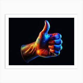 Colorful Thumbs Up Hand On Black Background Art Print