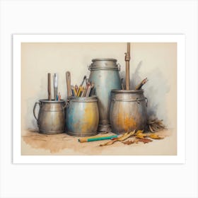 Pencils And Paints Art Print