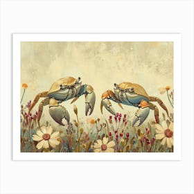 Floral Animal Illustration Crab 2 Art Print