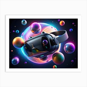 Futuristic Vr Headset With Holographic Spheres Art Print