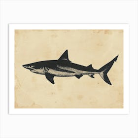 Bull Shark Grey Silhouette 2 Art Print