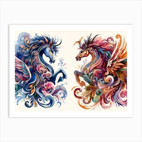 Two Dragons Art Print