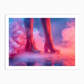 Pink Boots In Smoke Art Print