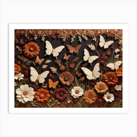 Flowers And Butterflies 1 Art Print