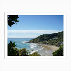 Gold Coast Beach, Near Burliegh Heads. Drone, Aerial Image Overlooking The Waves And Mountains Art Print