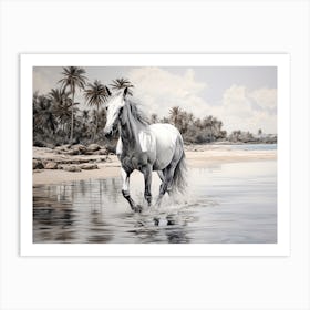 A Horse Oil Painting In Diani Beach, Kenya, Landscape 2 Art Print