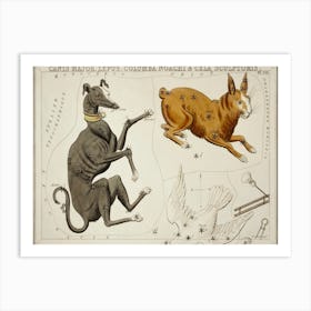 Sidney Hall’s (1831), Astronomical Chart Illustration Of The Canis Major, Lepus, Columba Noachi And The Cela Sculptoris Art Print
