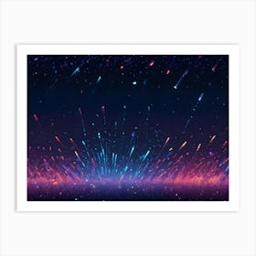 Abstract Image Of Colorful, Streaks Of Light, Resembling Fireworks Or A Cosmic Explosion, Against A Dark Background Art Print