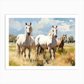 Horses Painting In Mendoza, Argentina, Landscape 2 Art Print