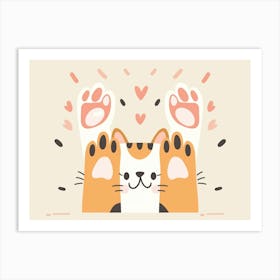 Cat With Paws Art Print