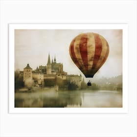 Hot Air Balloon Over Castle Art Print