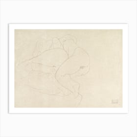 Two Women Friends Reclining, Gustav Klimt Art Print