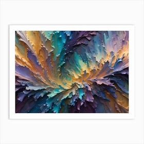 Abstract, Swirling Design Resembling A Colorful Explosion Or A Blooming Flower, With A Texture Like Paint Art Print