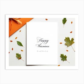 An Autumnal Thanksgiving Holiday Greeting Card In A Handwritten Calligraphy Design Vectorial Print (4) Art Print