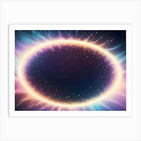 A Glowing, Colorful Ring Of Light In A Space Setting With A Starry Background Art Print