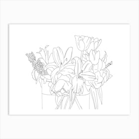 Dying Lillies- Line Drawing Art Print