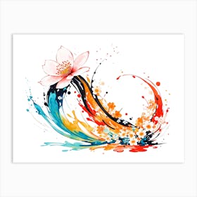 Abstract Paint Splash Flower Arrangement 26 Art Print