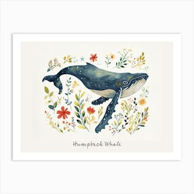 Little Floral Humpback Whale 2 Poster Art Print