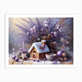 Lavender Christmas Ephemera Oil Paintings 8 Art Print
