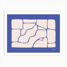 Solid Fluid Landscape Blue And Off White Original Abstract Minimalist Art Print