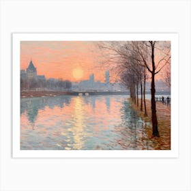 Sunset On The Seine Art Print