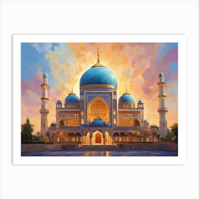 Blue Mosque At Sunset Art Print