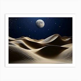 Abstract Sand Dunes Landscape With Moon Art Print