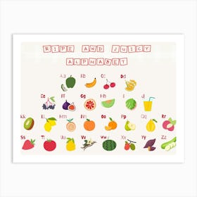 Fruit Alphabet Kids and Nursery Art Print