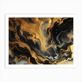 Abstract Gold And Black Painting Art Print