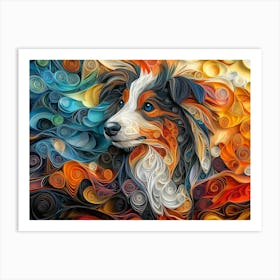 Shetland Sheepdog Paper Quilling Dog Portrait Art Print