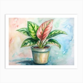 Potted Plant Watercolor Painting Art Print