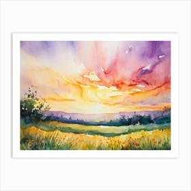 Abstract Watercolor Painting Capturing The Essence Of A Spring Sunrise In Nature Glowing With Brigh 2 1 Art Print