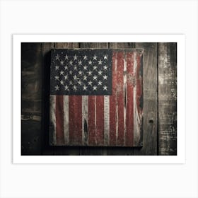 American Flag Rendered In Black And White With Subtle Red Stars Against A Smudged Vintage Backdrop R (1) Art Print